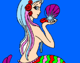 Disegno Sirena e perla  pitturato su silvia