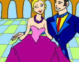 Disegno Principessa e principe al ballo  pitturato su Angelica