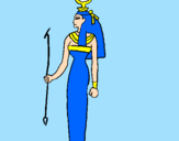 Disegno Hathor pitturato su ester saragò