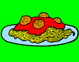 Disegno Spaghetti al ragù  pitturato su vincenzo
