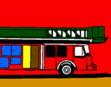 Disegno Camion dei pompieri con la scala pitturato su Raffaele Ali