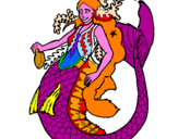 Disegno Sirena con una lunga chioma pitturato su LIDIA