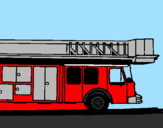 Disegno Camion dei pompieri con la scala pitturato su tommaso