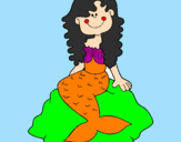 Disegno Sirena seduta su una roccia  pitturato su giulia cacata