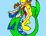 Disegno Sirena con una lunga chioma pitturato su agnese