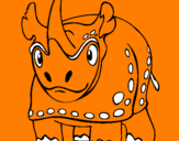 Disegno Rinoceronte  pitturato su TOMMASO