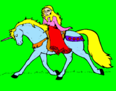 Disegno Principessa a cavallo di unicorno  pitturato su ELISABETTA