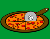 Disegno Pizza pitturato su MARCO