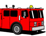 Disegno Camion dei pompieri pitturato su babbo natale