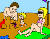 Disegno Vacanza in famiglia pitturato su erica