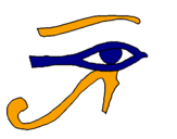 Disegno Occhio di Horus  pitturato su filippo