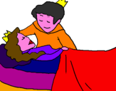 Disegno La principessa addormentata e il principe  pitturato su rccardo