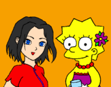 Disegno Sakura e Lisa pitturato su simson