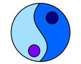Disegno Yin e yang pitturato su sofia