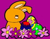 Disegno Coniglietto di Pasqua  pitturato su Emma Mizzi