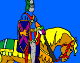 Disegno Cavaliere a cavallo pitturato su fede