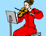 Disegno Dama violinista  pitturato su gualtiero/teodolindo