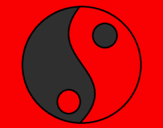 Disegno Yin e yang pitturato su fabio
