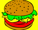 Disegno Hamburger completo  pitturato su FILIPPO