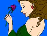 Disegno Principessa con una rosa pitturato su giorgio