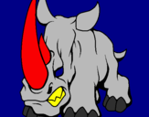 Disegno Rinoceronte II pitturato su FRANCESCO