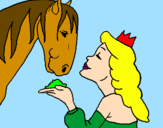Disegno Principessa e cavallo  pitturato su byutiful