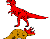 Disegno Triceratops e Tyrannosaurus Rex pitturato su alessio