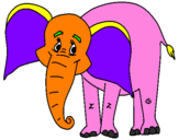 Disegno Elefante felice  pitturato su dida
