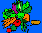 Disegno verdure  pitturato su awlin