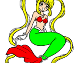 Disegno Sirena con le perle  pitturato su kesia