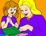 Disegno Madre e figlia  pitturato su valentina