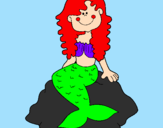 Disegno Sirena seduta su una roccia  pitturato su alessia