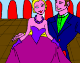 Disegno Principessa e principe al ballo  pitturato su FLAMINIA