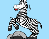Disegno Zebra che salta sulle pietre  pitturato su morte 