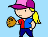 Disegno Giocatrice di baseball  pitturato su edoardo