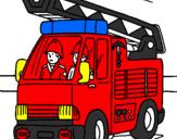 Disegno Camion dei Pompieri  pitturato su alfonso