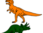 Disegno Triceratops e Tyrannosaurus Rex pitturato su FEDERICO