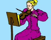 Disegno Dama violinista  pitturato su ilaria
