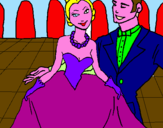 Disegno Principessa e principe al ballo  pitturato su FLAMINIA