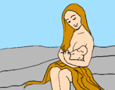 Disegno Madre e figlio  pitturato su  cristina 7