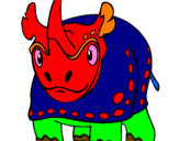 Disegno Rinoceronte  pitturato su alessio