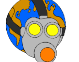 Disegno Terra con maschera anti-gas  pitturato su maschera