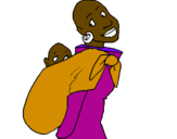 Disegno Africana con fazzoletto porta bambino pitturato su turtuwig