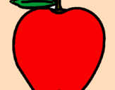 Disegno mela  pitturato su rossella
