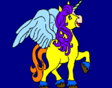 Disegno Unicorno con le ali  pitturato su SARA