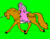 Disegno Principessa a cavallo di unicorno  pitturato su Sofia E.