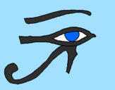 Disegno Occhio di Horus  pitturato su ester saragò