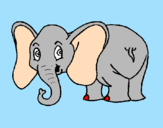 Disegno Piccolo elefantino  pitturato su fioc