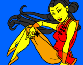 Disegno Principessa ninja  pitturato su angelica