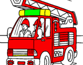 Disegno Camion dei Pompieri  pitturato su angelo